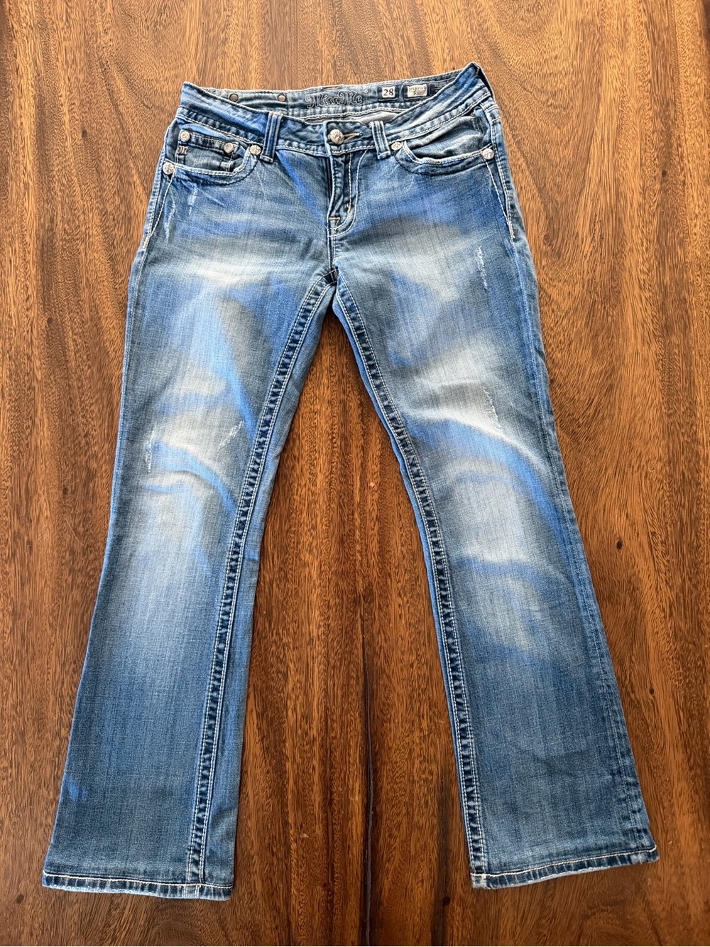 Vintage Y2K Miss Me Size 28 Rhinestone Bootcut Jeans - Picture 2 of 6